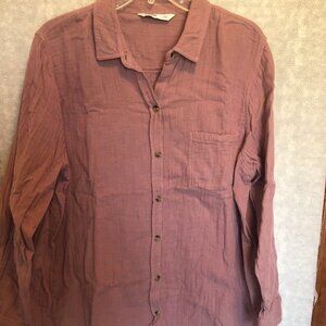Long Sleeve Button Up Mauve Top by Sonoma - size XXL